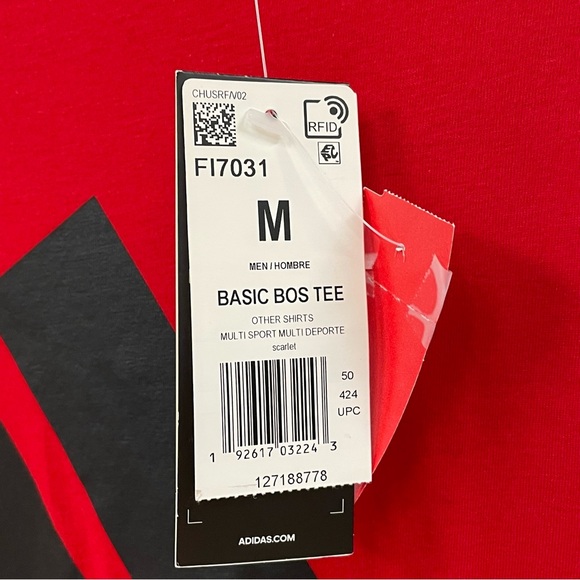 NWT Men’s Adidas Red Logo Shirt Size Medium - Picture 3 of 5